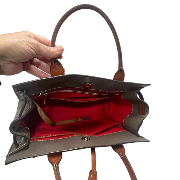 Dooney & Bourke Pebble Grain Elephant Gray and Brown Satchel Handbag 🐘 ❤️ - Picture 9 of 14